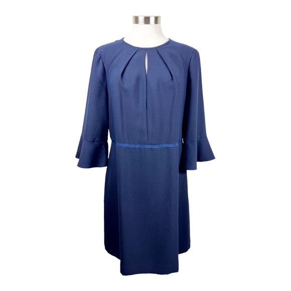Draper James Nassau Navy Solid Keyhole Dress Size 14 - Picture 1 of 8